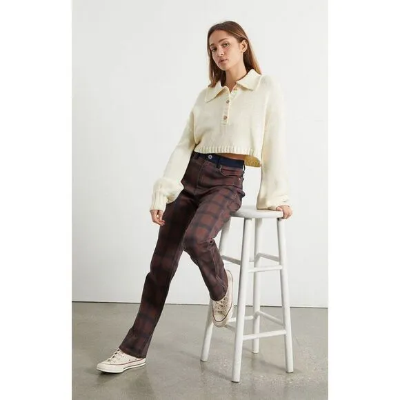 WeWoreWhat Plaid Colorblock Icon Jeans                                       535