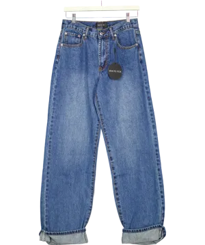 White Fox Always Be Yourself Low Rise Straight Leg Jeans True Blue Wash UK S