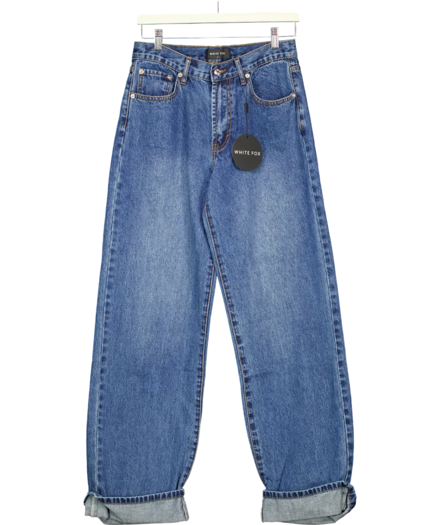 White Fox Always Be Yourself Low Rise Straight Leg Jeans True Blue Wash UK S