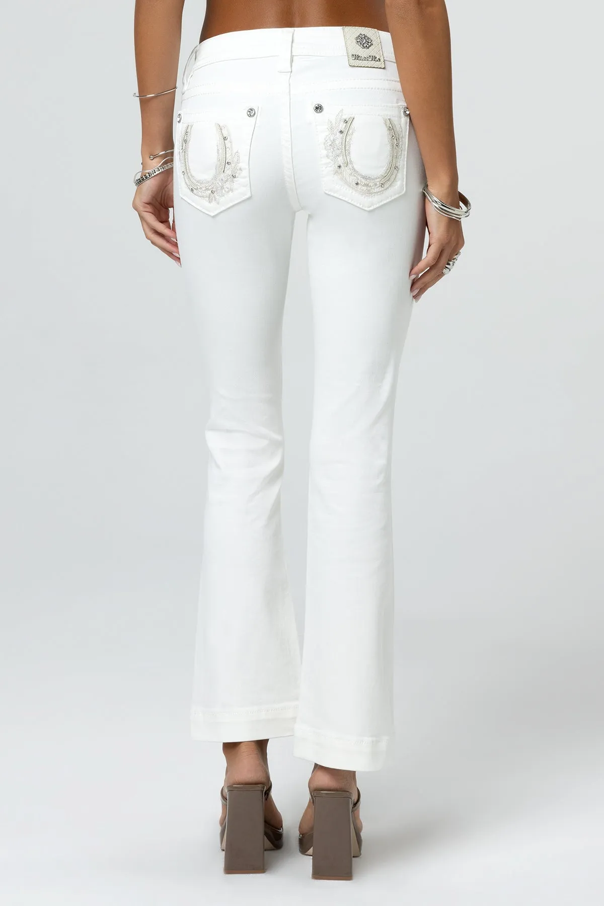 White Horseshoe Bootcut Jeans