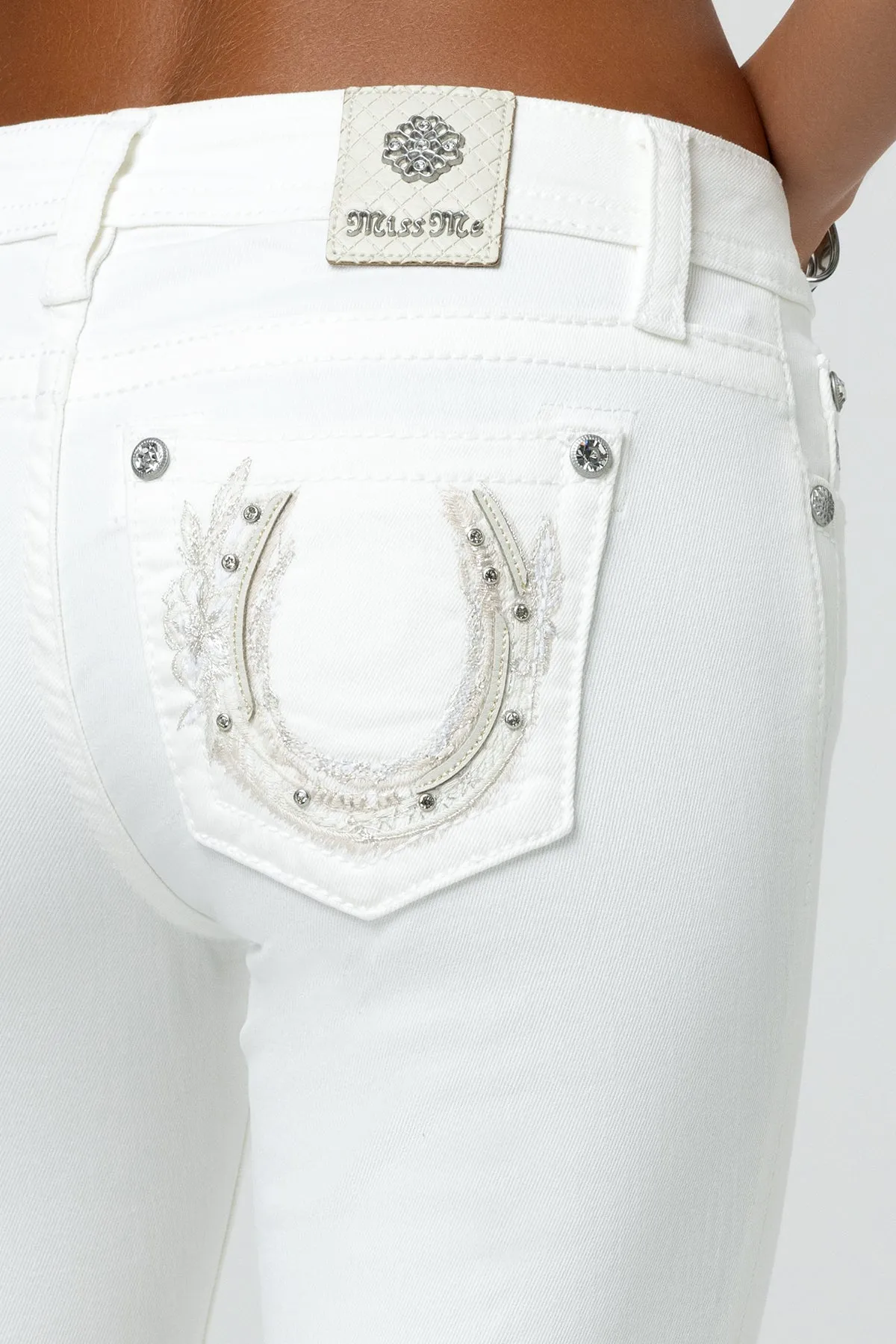 White Horseshoe Bootcut Jeans