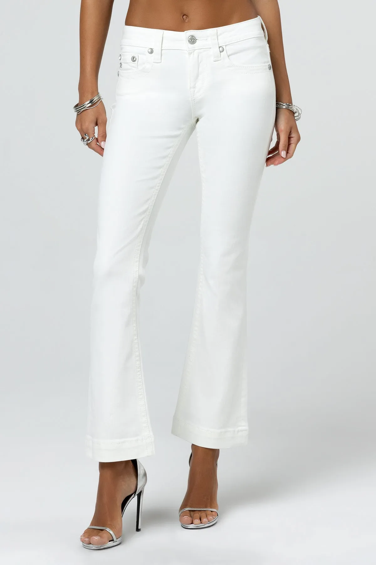 White Horseshoe Bootcut Jeans