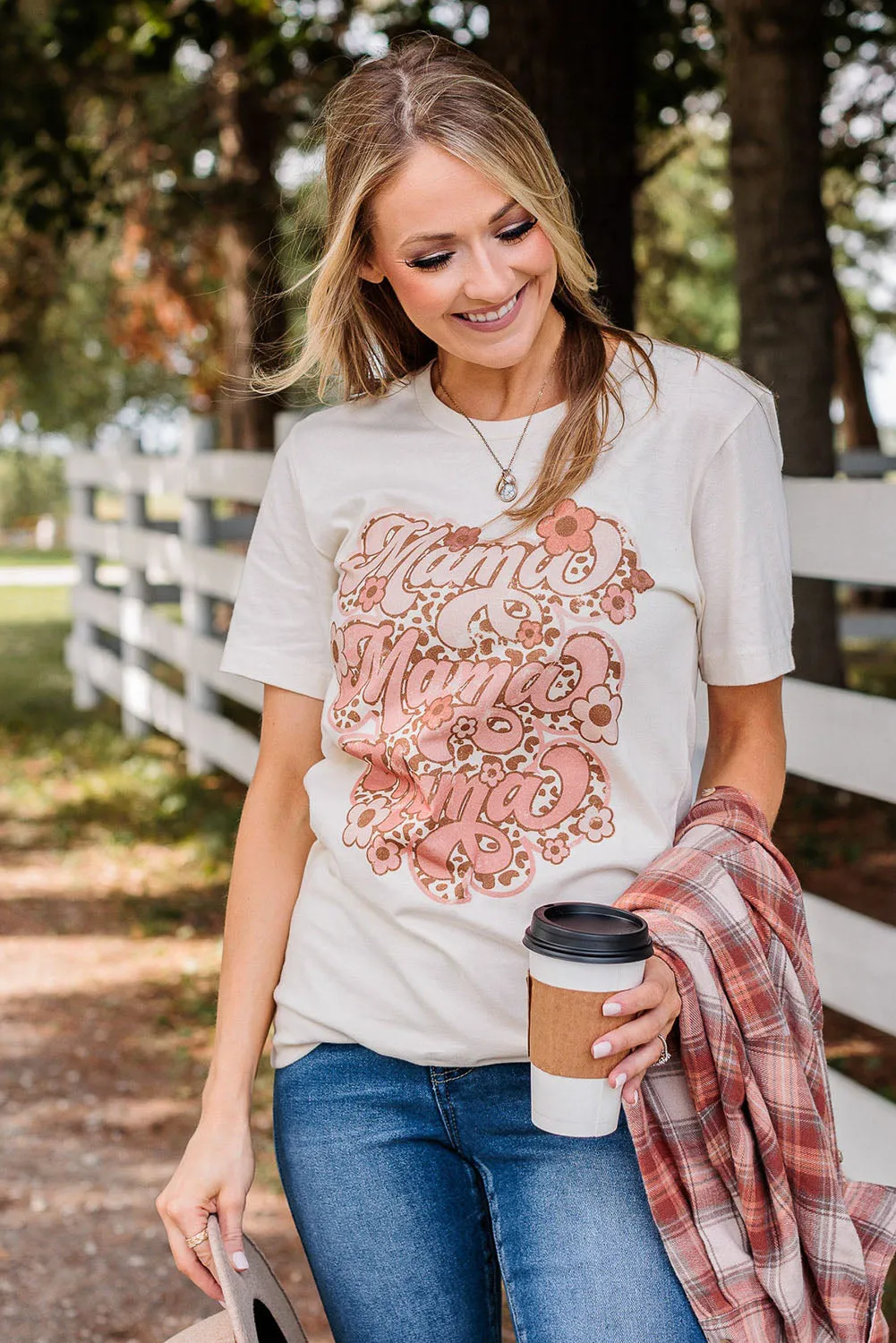 White Mama Flower Leopard Graphic Tee