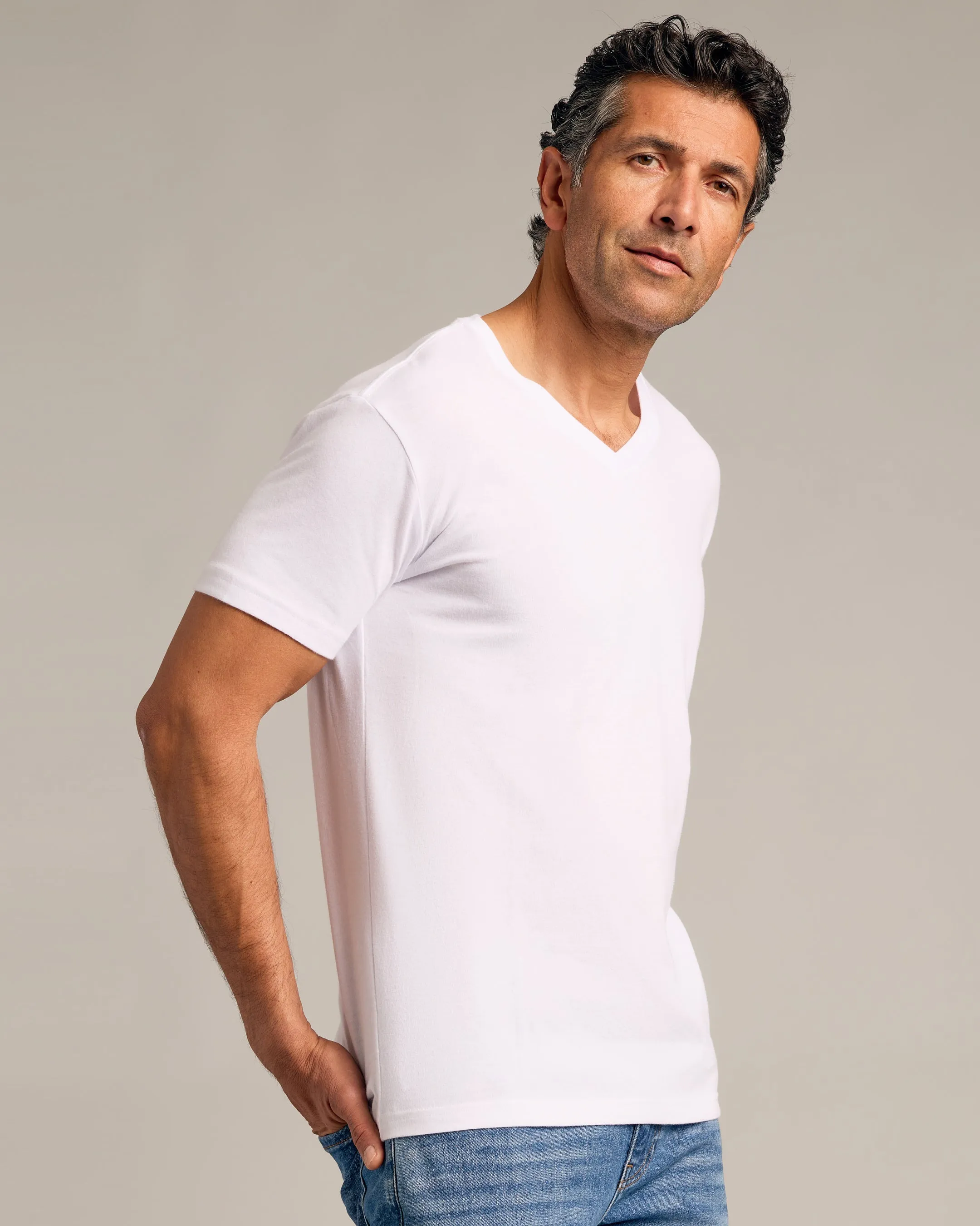 White V-Neck Tee