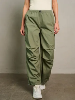 WOMEN'S ELASTIC WAIST POCKETS JOGGER PANTS