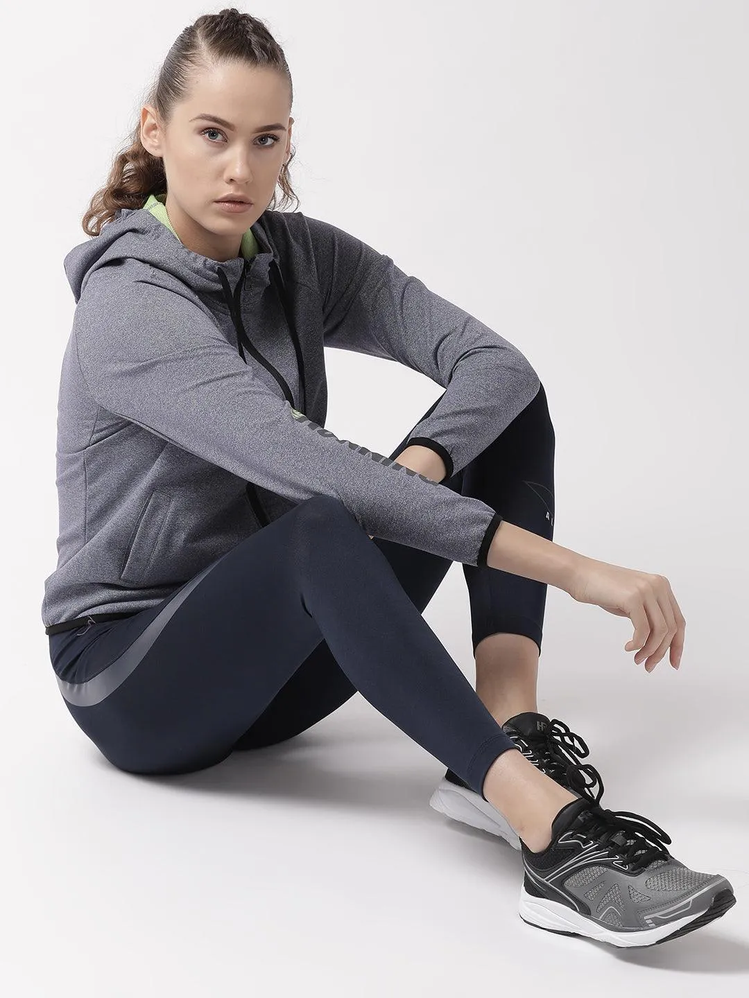 Women's Melange Grey Bomber  Jackect