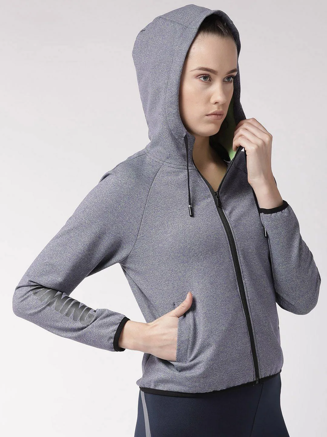Women's Melange Grey Bomber  Jackect