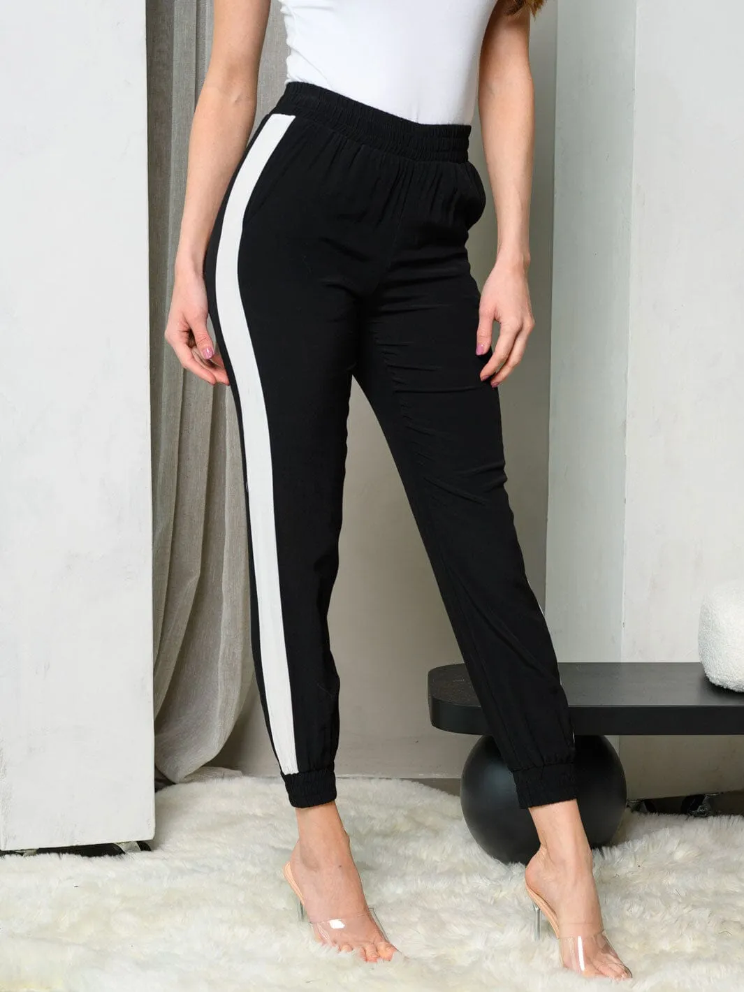 WOMEN'S SIDE STRIPE POCKETS JOGGER PANTS