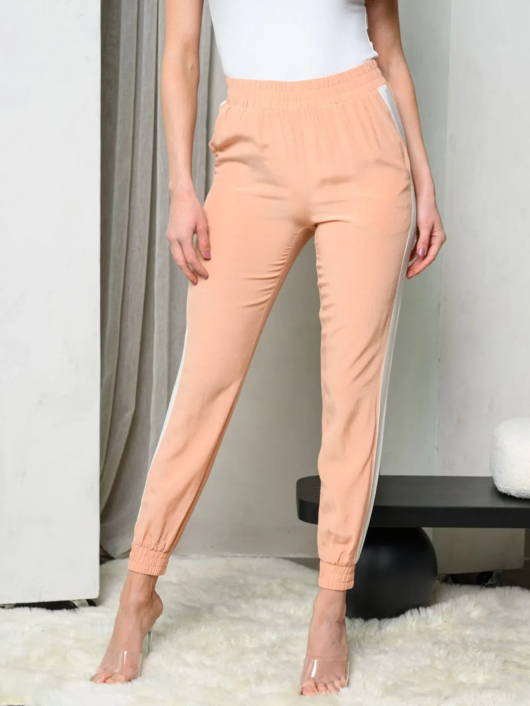 WOMEN'S SIDE STRIPE POCKETS JOGGER PANTS