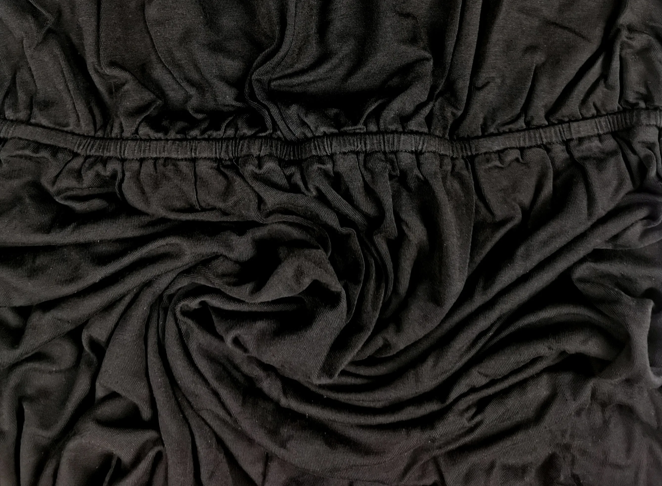 WOMENS SIZE LARGE - CABLE & GAUGE, Babydoll Fit, Soft, Crochet, Black Flowy Dress Top EUC B44