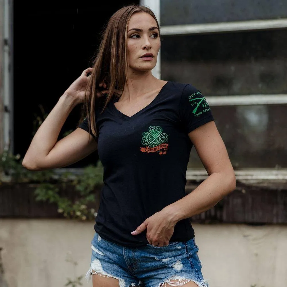 Women's This We'll Defend V-Neck - Irish Colors