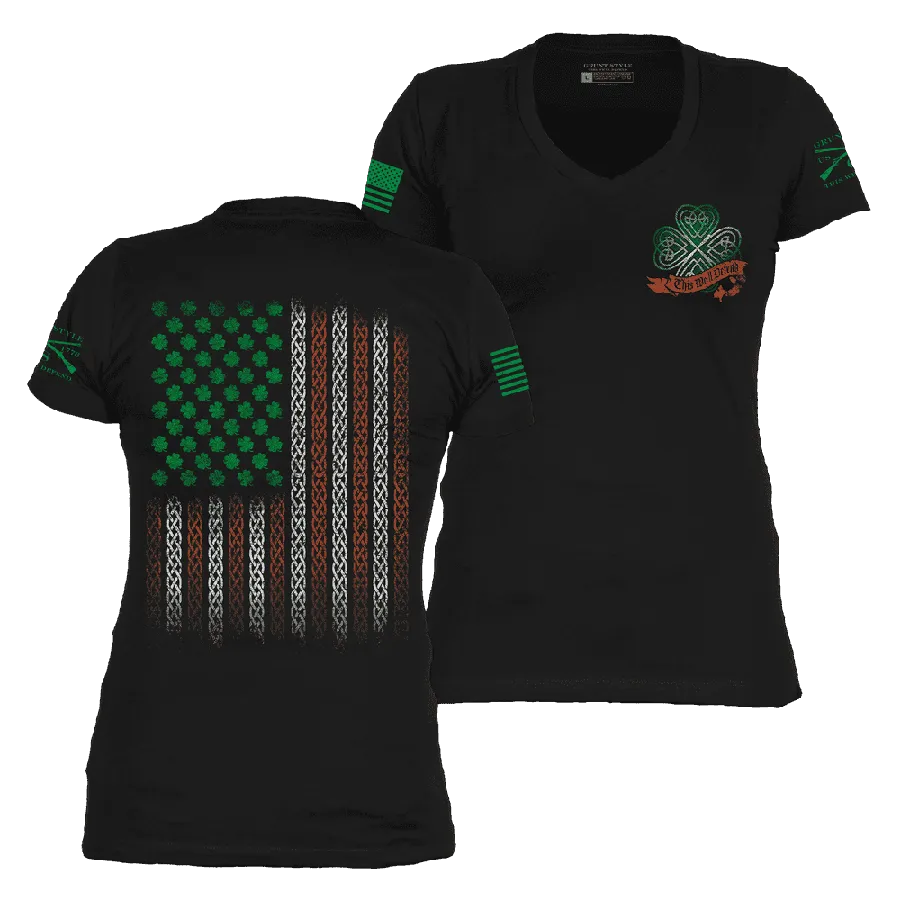 Women's This We'll Defend V-Neck - Irish Colors