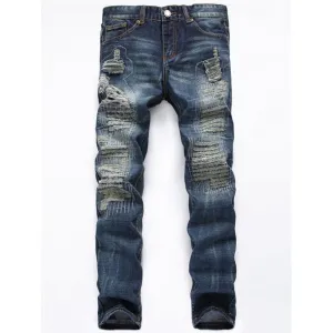 Zipper Fly Straight Leg Frayed Jeans for men